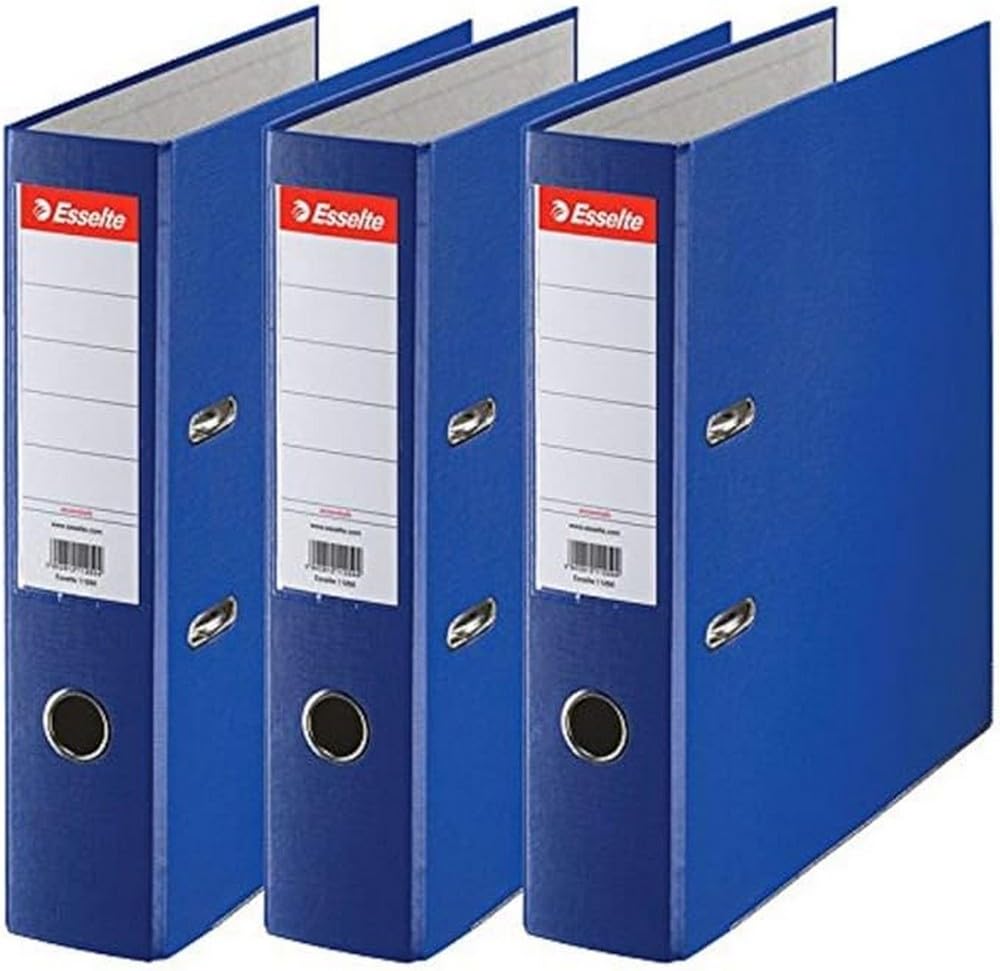 Esselte A4 Lever Arch Files, Blue, 3 File Folders, 624291, Dos 75mm 1