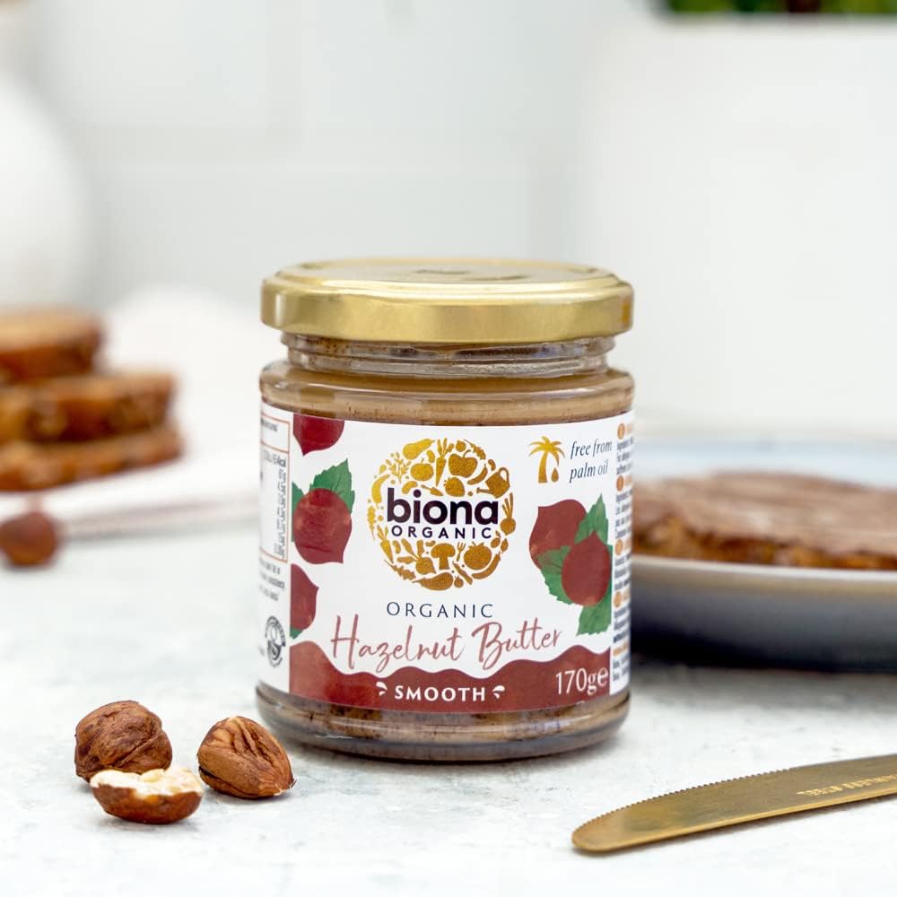Biona Organic Hazelnut Butter, 170g - Smooth, Palm Oil & Emulsifier Free - 100% Organic