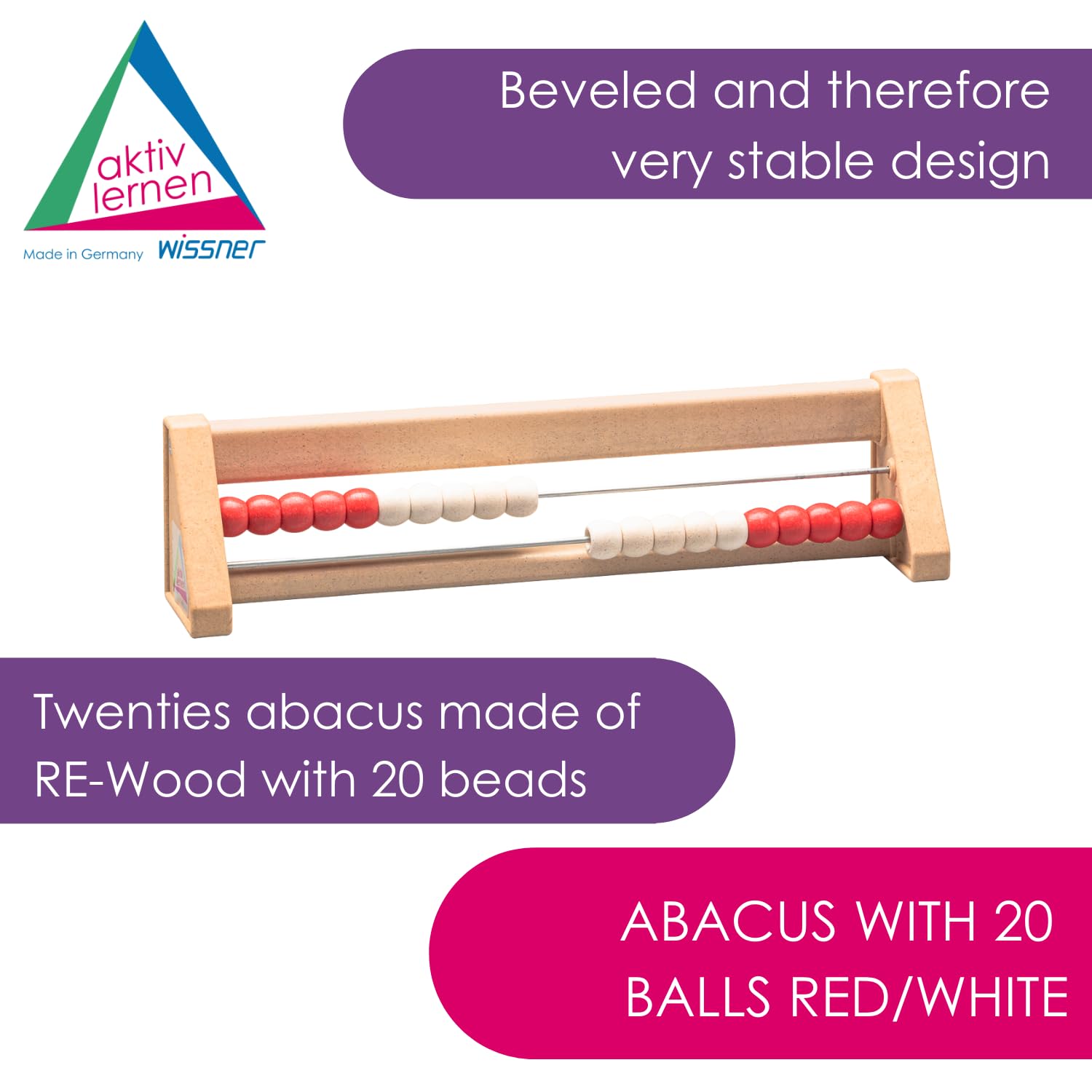 Wissner Active Learning 20 Student's Abacus - Visual Maths Aid | RE-Wood | Ages 4+ 3