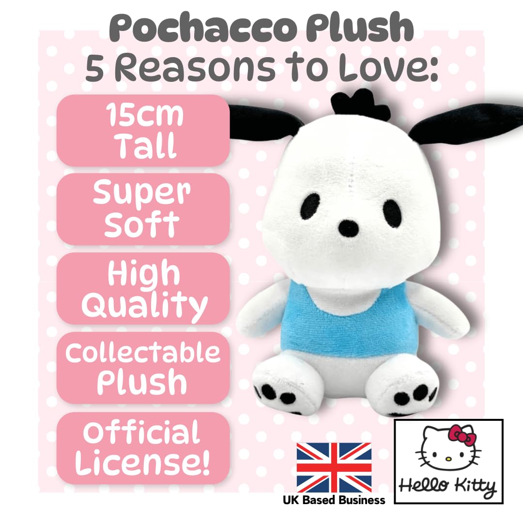 Pochacco Sanrio Plush 15cm Sitting Dog - Official Hello Kitty & Friends Soft Toy 4