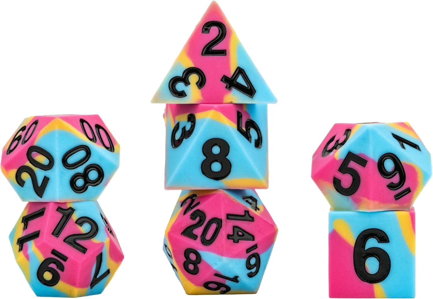 Metallic Dice Games FanRoll Pride Sharp Edge Silicone Rubber Poly Dice Set - 16mm, Pansexual
