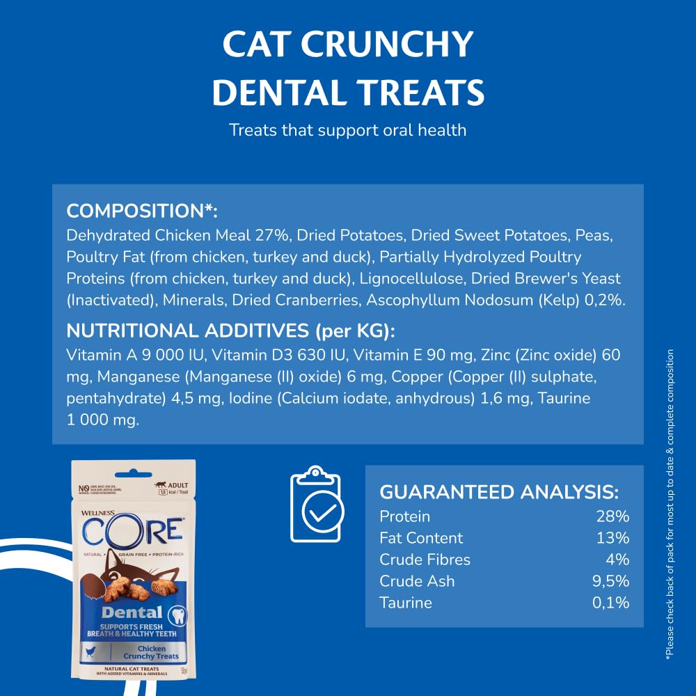 Wellness CORE Dental Treats - Grain Free, Dental Health Support | 50g 3