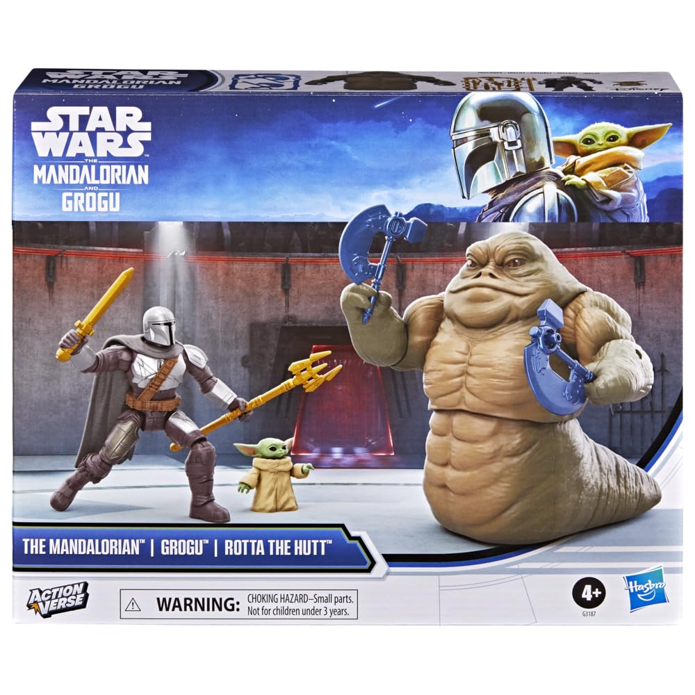 Star Wars ActionVerse The Mandalorian and Grogu Team Up Pack with Rotta the Hutt | 4.5-Inch Figures 2