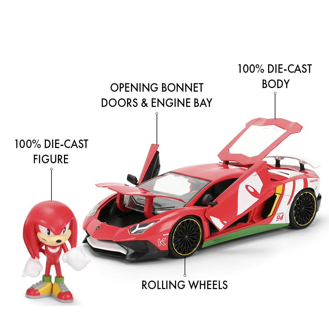 Jada Knuckles Lamborghini Aventador SV 1:24 Scale Die-Cast Model with Knuckles Figure