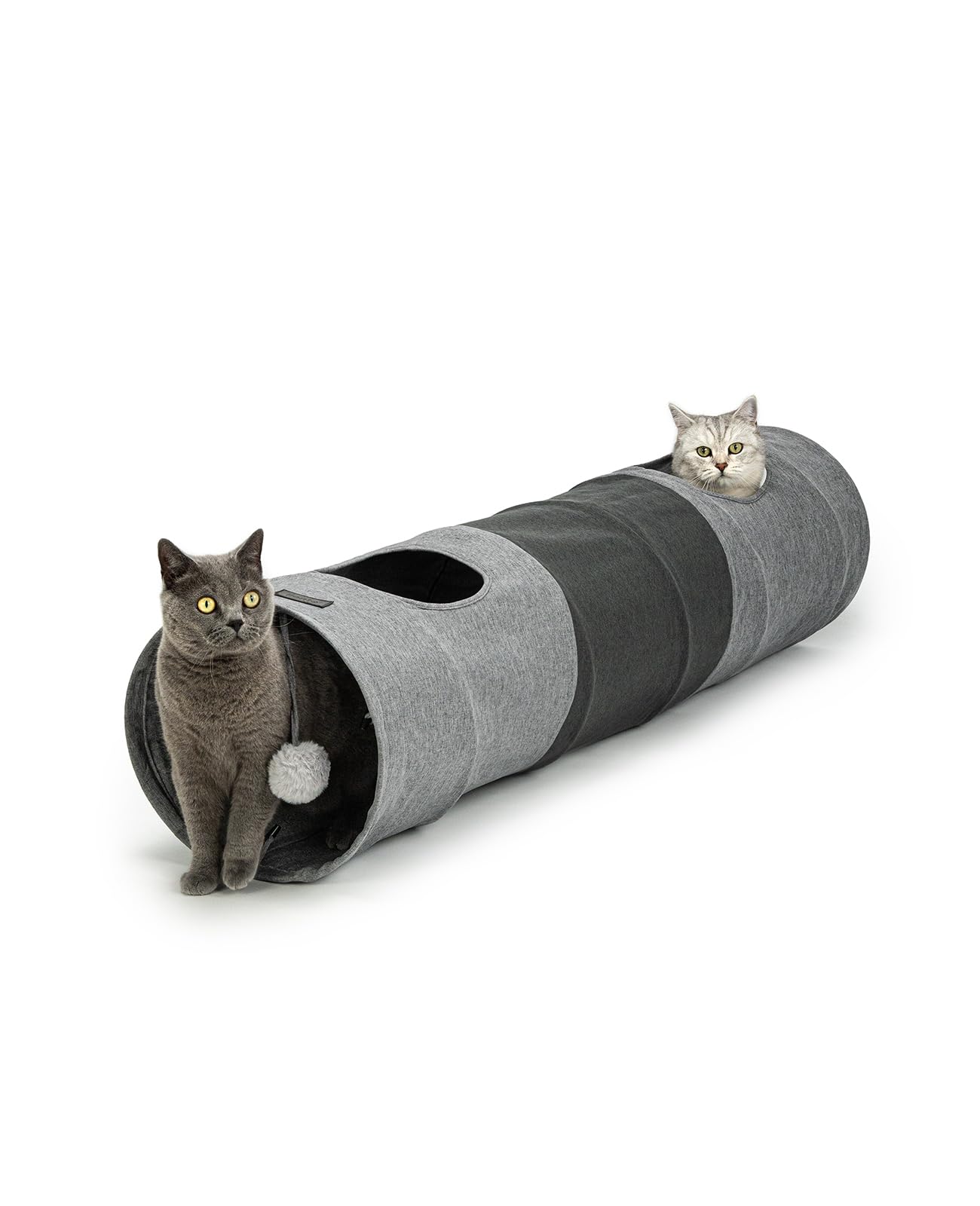 lionto Expandable Cat Tunnel with Play Ball | 30x130 cm | Foldable Faux Linen