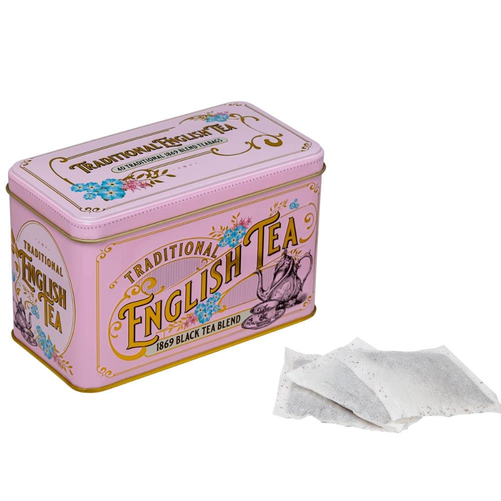 New English Teas Vintage Victorian Pink Tea Tin - 40 English Breakfast Teabags | 220g 7