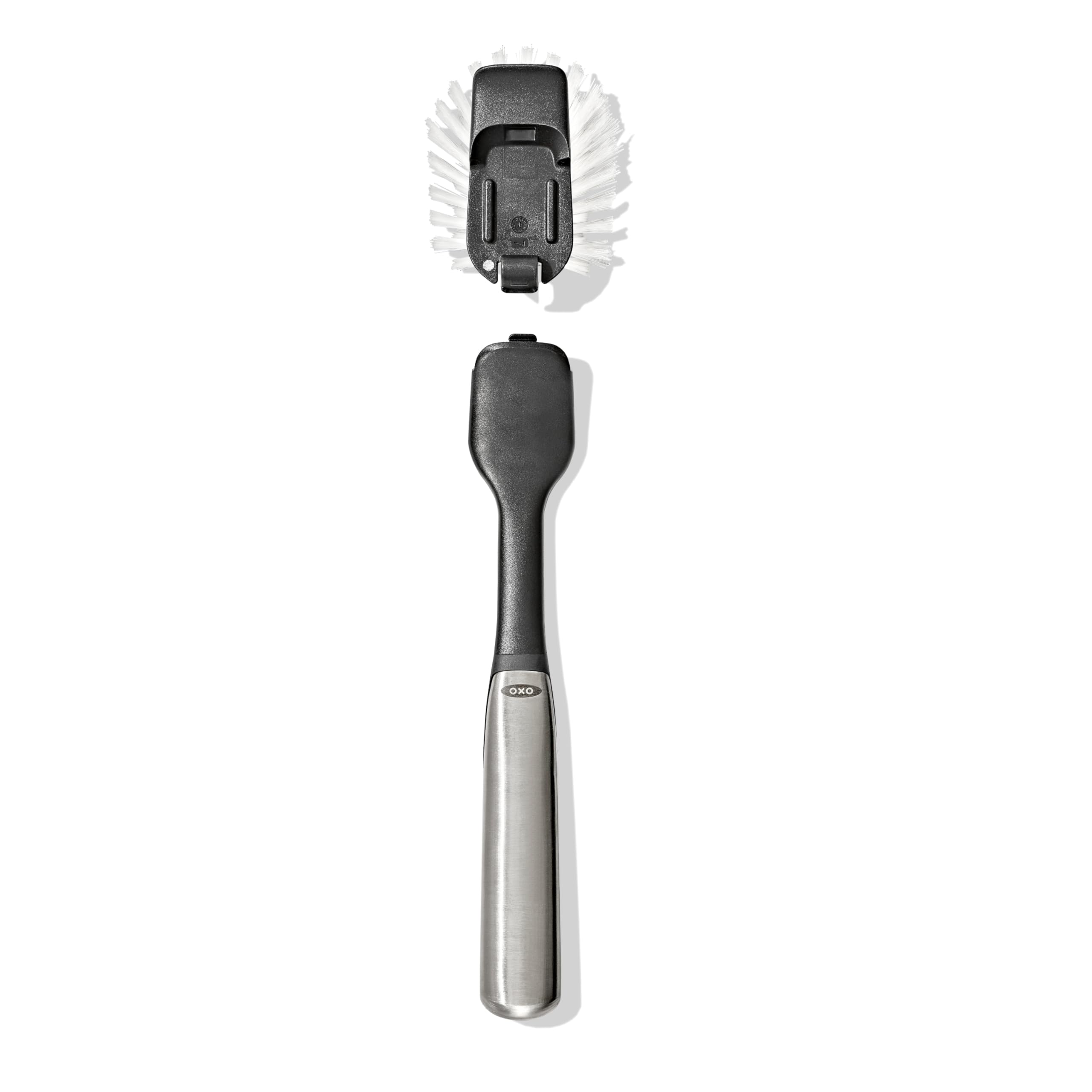 OXO Dish Brush with Stainless Steel Handle | Durable Nylon Bristles & Integrated Scraper | Replaceable Head 6