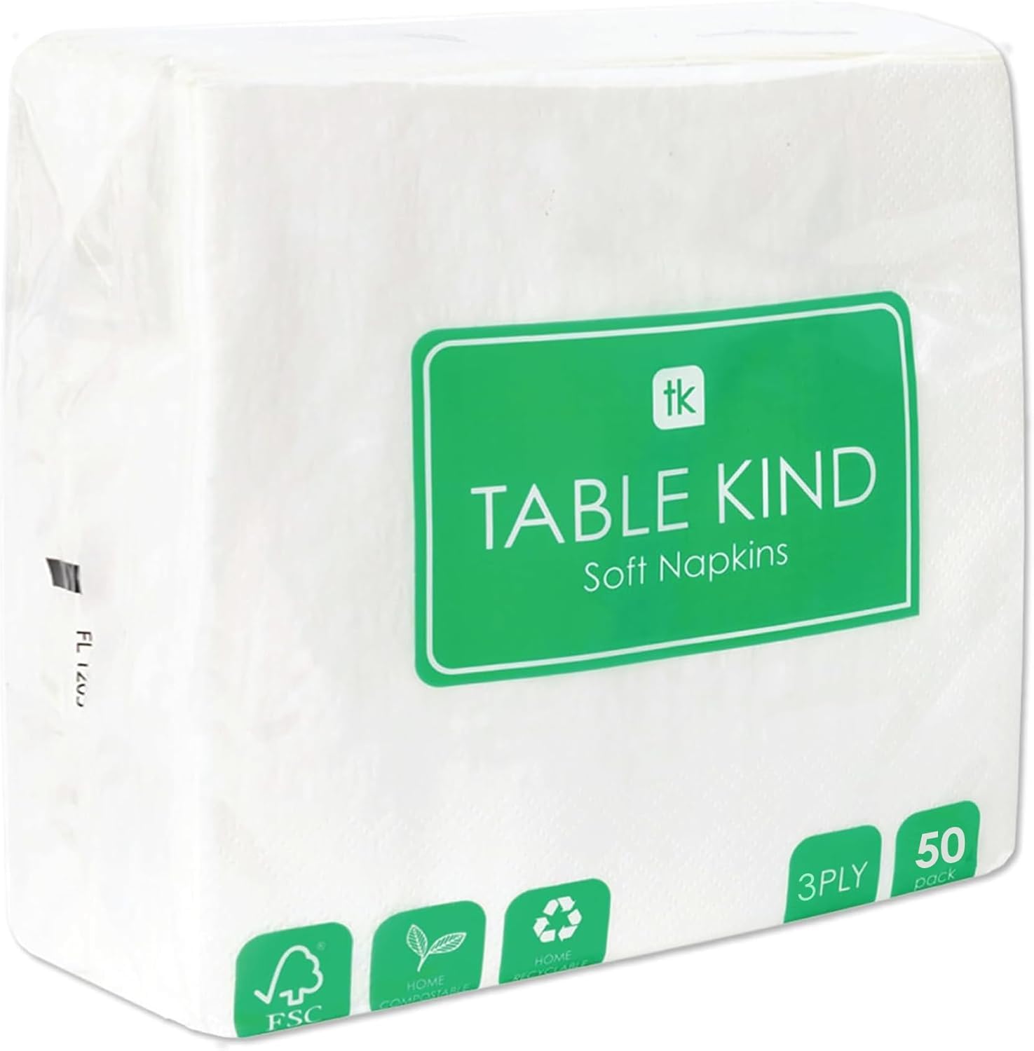 Talking Tables Table Kind 50 x Soft White 3-Ply Napkins, 33cm Eco-Friendly Compostable Serviettes 1