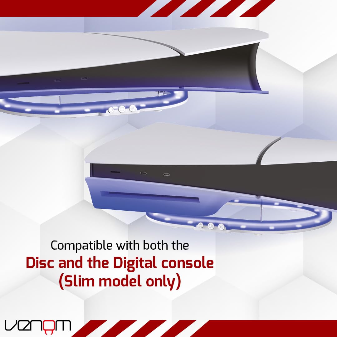Venom PS5 Horizontal Console Stand with LED Lighting - 8 Color Options, USB Powered, Compatible with Slim Disc & Digital Models 5