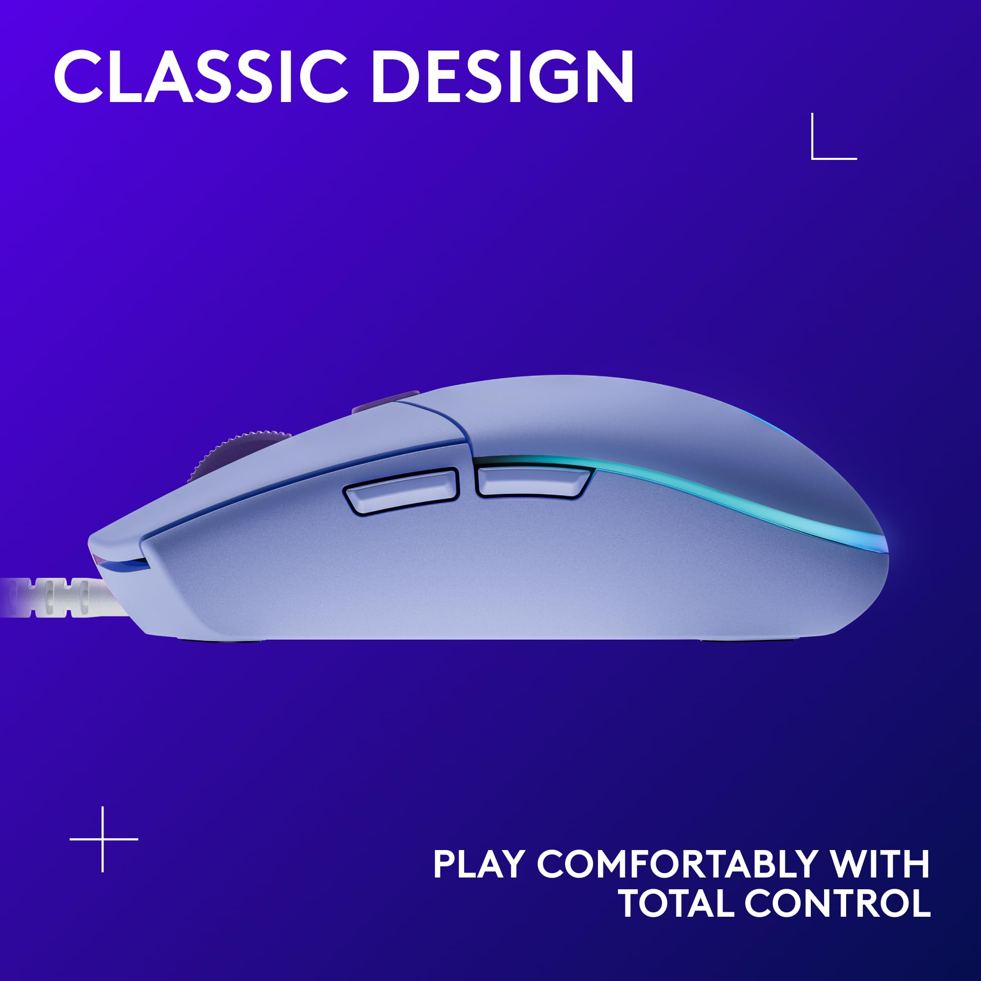 Logitech G203 LIGHTSYNC Gaming Mouse - 8K DPI, 6 Programmable Buttons, Customizable RGB, Lightweight Design, Lilac 3