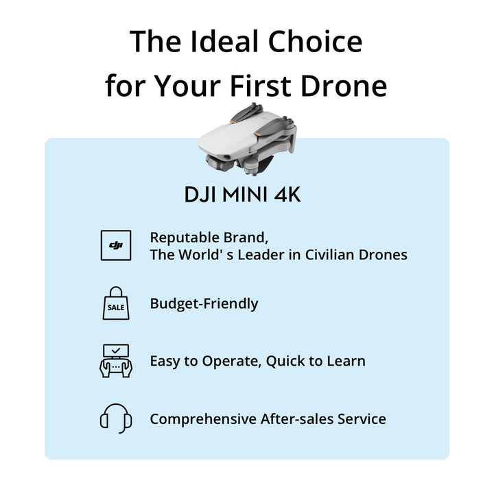 DJI Mini 4K Camera Drone Combo with 4K UHD Camera, 3-Axis Gimbal, Wind Resistant Flight, Extended Battery Options and DJI RC-N1C Controller - Grey