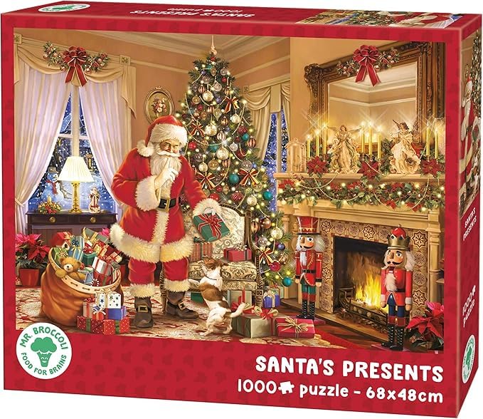 Mr. Broccoli Christmas Puzzle 1000 Pieces - Santa Claus with Gifts by Fireplace 1