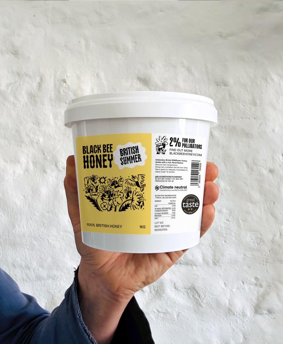 British Summer Honey - Pure and Natural, Single-Origin, Unpasteurised, 1 kg Plastic Tub