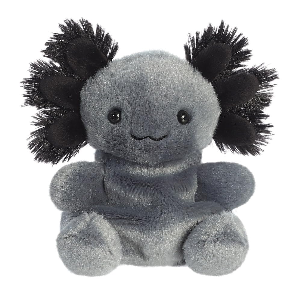 AURORA Palm Pals Onyx Axolotl Stuffed Toy - 13cm Grey Soft Toy | Eco-Friendly Fill