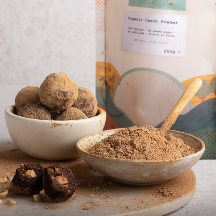 Wholefood Earth Organic Carob Powder 500g | Vegan, GMO Free, High Fibre, Caffeine-Free Cocoa Alternative