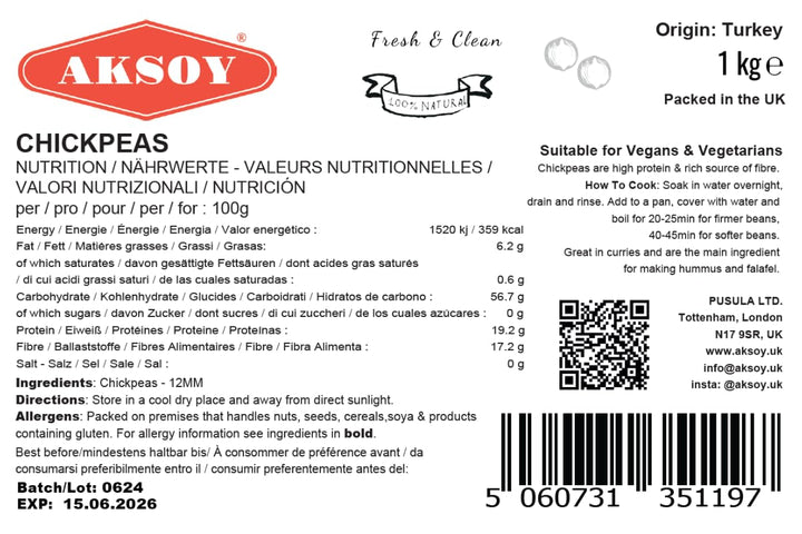 Aksoy - Premium Dry Chickpeas XL Size (12mm) 1KG