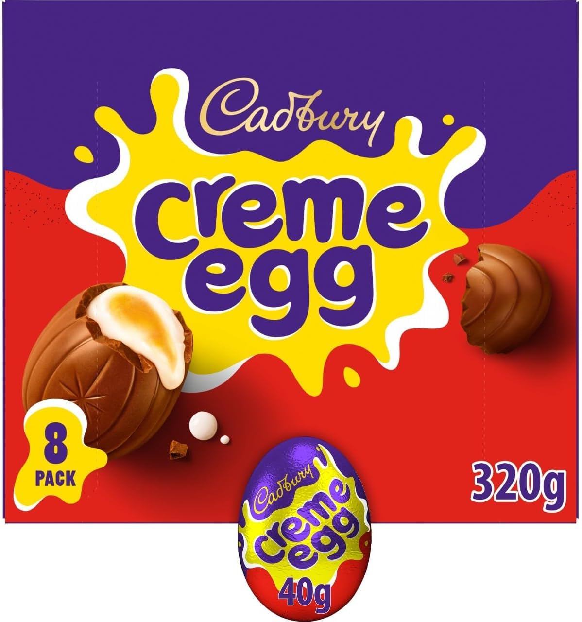 Cadbury Milk Chocolate Crème Eggs - Pack of 8 (320g) - Easter Chocolate Treats with Creamy Fondant Filling 1
