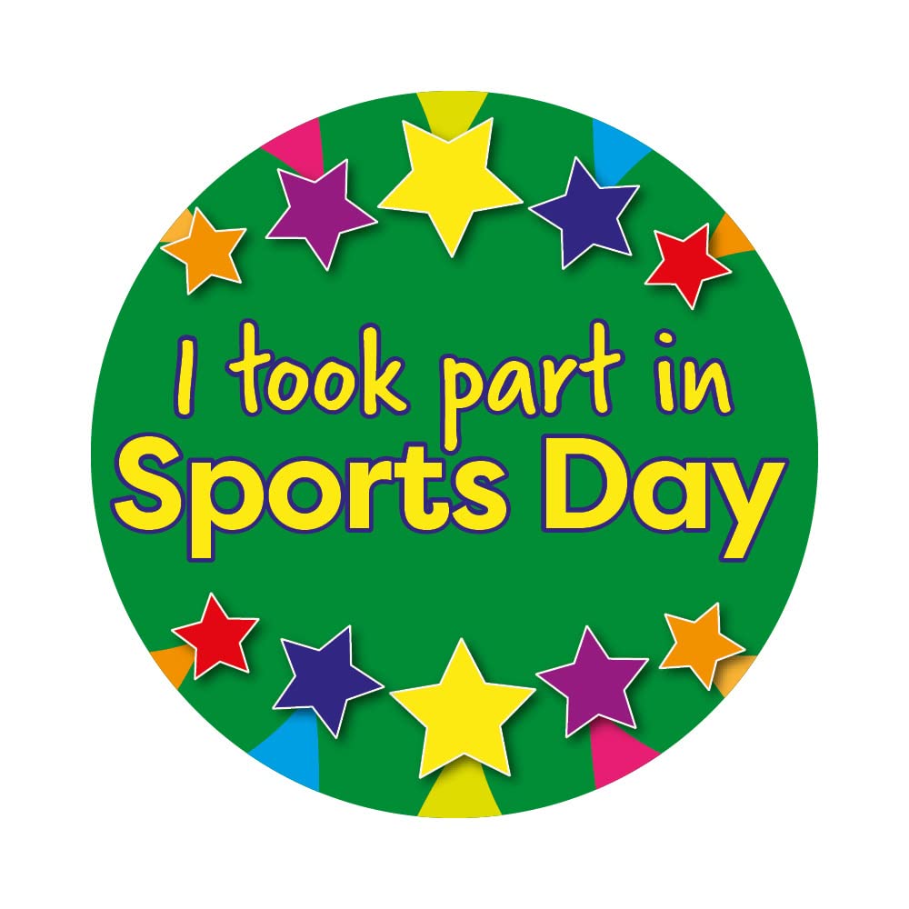SuperStickers 'I Took Part In Sports Day' All-Purpose Labels - 125 Pack, 28mm Round