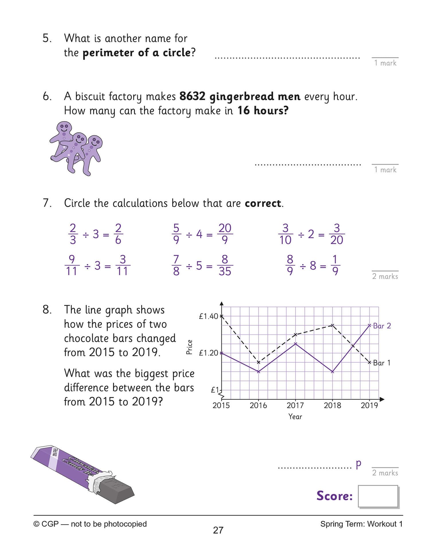 CGP KS2 Maths 10-Minute Weekly Workouts - Year 6 Study Aid | Paperback | English 6