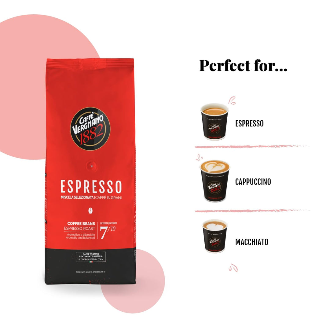 Caffè Vergnano 1882 Espresso Whole Bean Coffee - 1 kg Pack