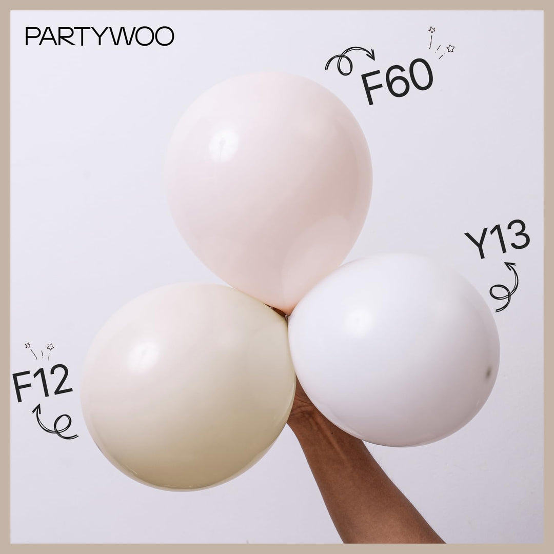 PartyWoo White Balloons 102 pcs - 18, 12, 10, 5 Inch Latex Balloon Set for Party Decorations
