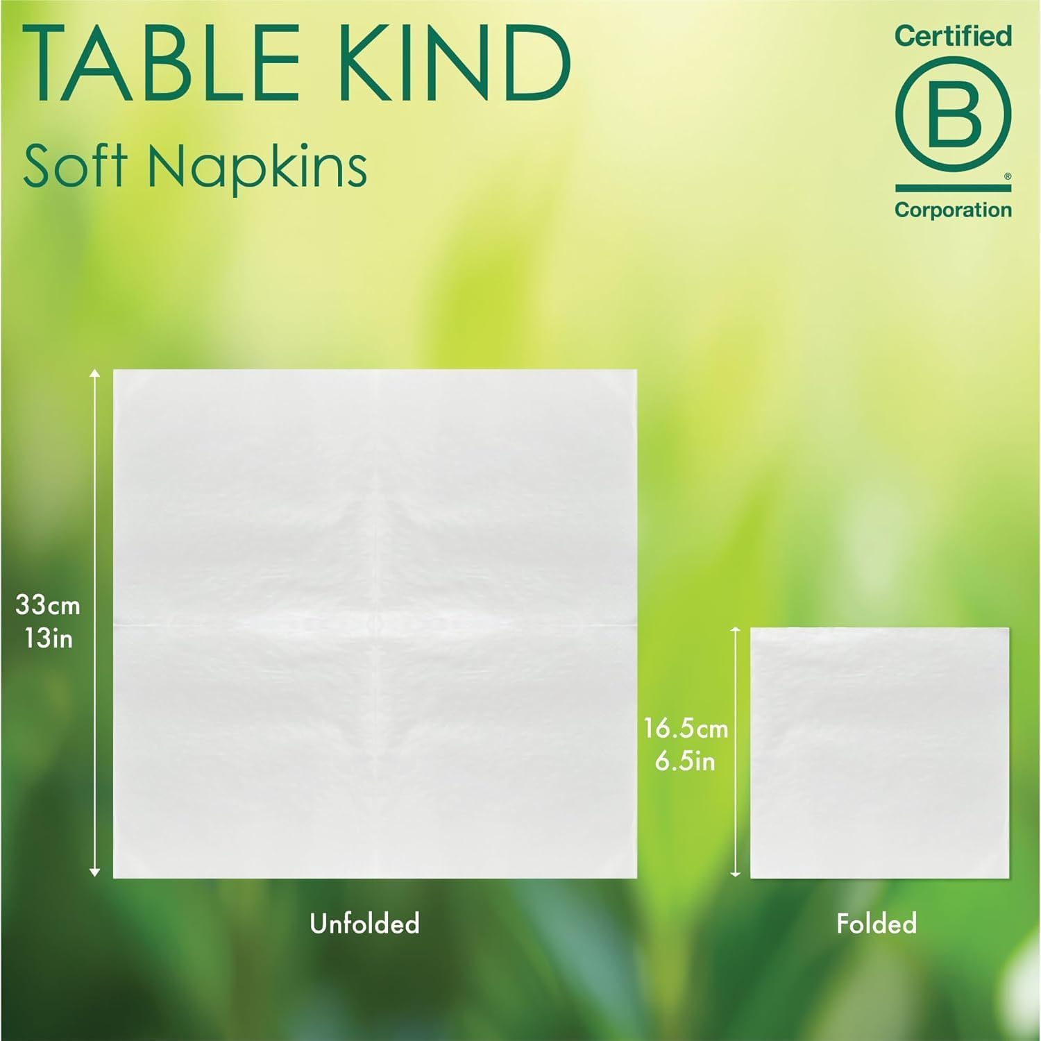 Talking Tables Table Kind Soft White Napkins - 50 Pack | 3-Ply 33cm | Eco-Friendly Home Compostable 4