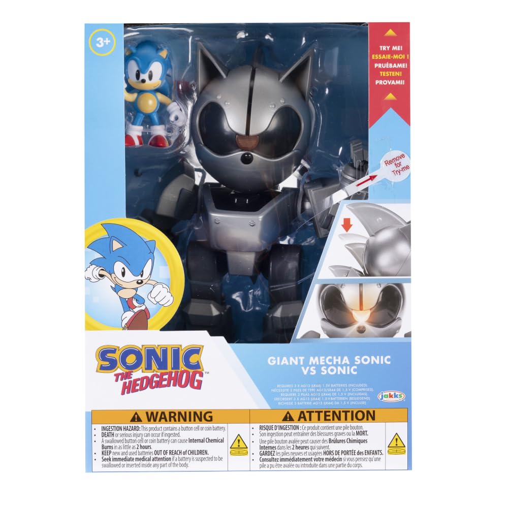 Giant Mecha Sonic vs Sonic - 8-inch Action Figure Playset with Light-Up Eyes 4
