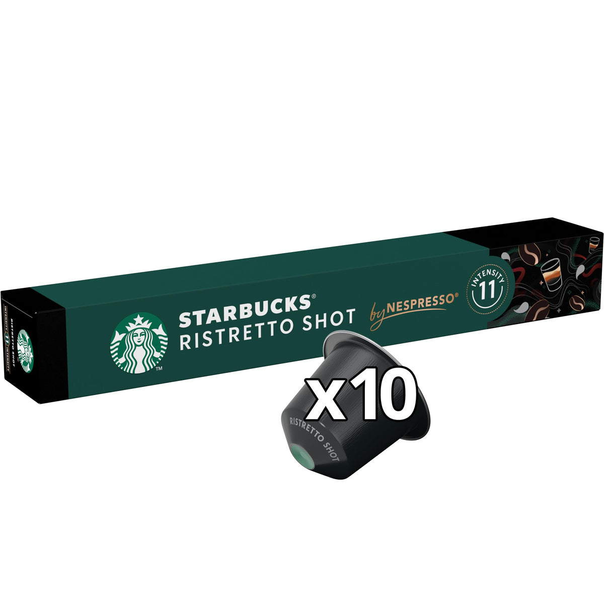STARBUCKS Ristretto Shot by Nespresso, Dark Roast Coffee Capsules - 100 Count