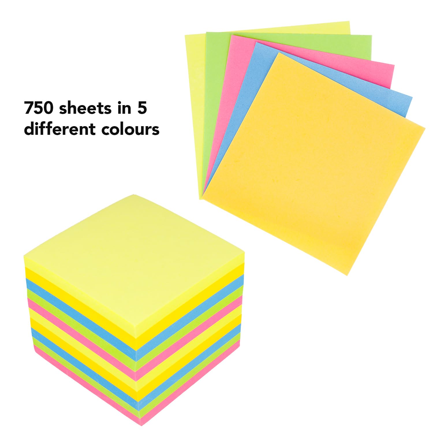 Westcott Desktop Notepad Holder - 750 Colourful Sheets | 9 x 9 cm Memo Block | FSC Certified Paper 2