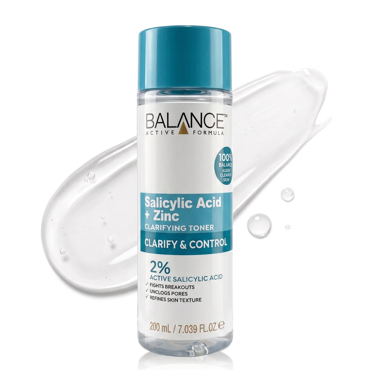 Balance Active Formula Salicylic Acid + Zinc Toner - 2% Salicylic Acid, Minimises Pores, 200ml