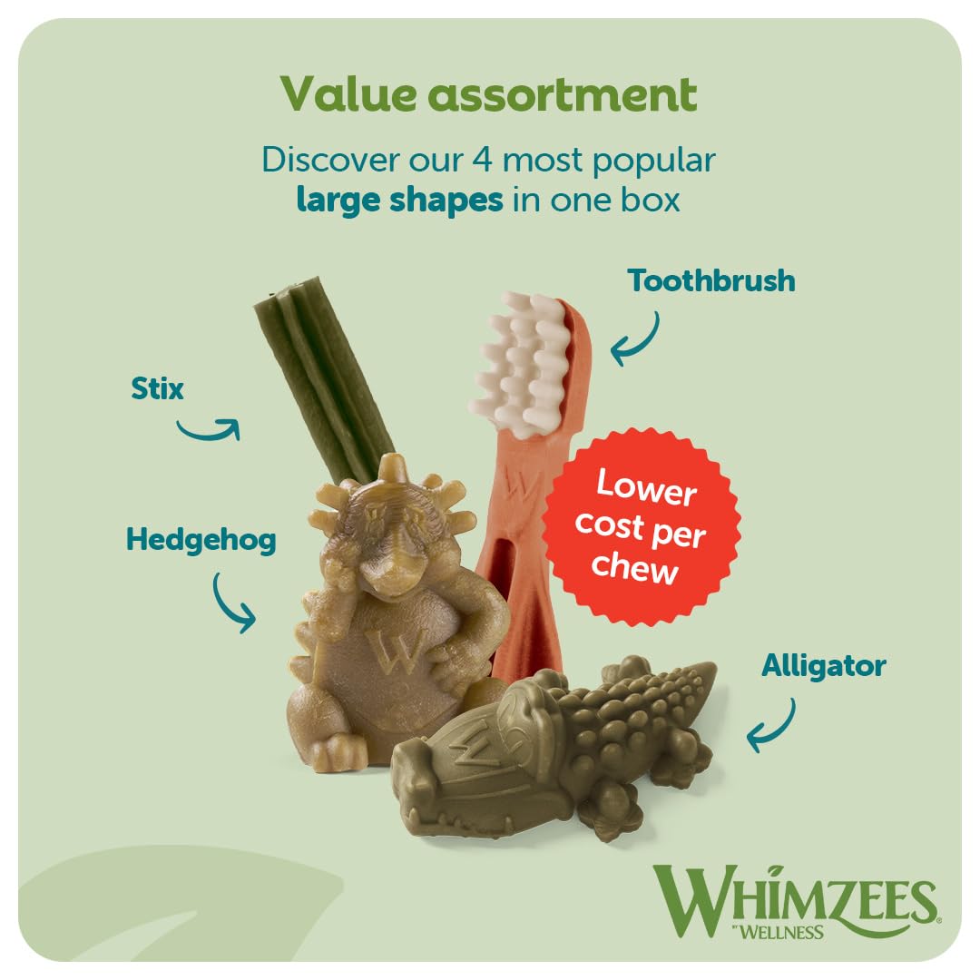 WHIMZEES Variety Box Dental L, 14 Pieces - Natural, Grain Free, Vegetarian Dog Chews for Large Breeds