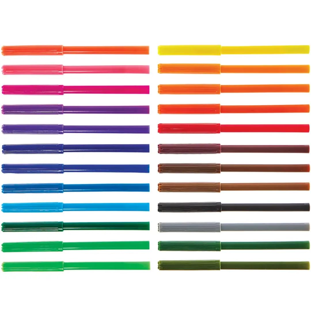 Baker Ross AW345 Fine Tip Fibre Tip Pens Bumper Pack - 24 Assorted Colours