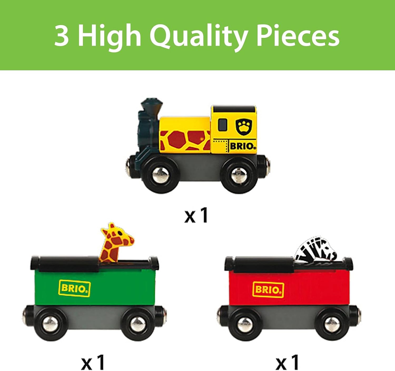 BRIO World Safari Train Set - Wooden Magnetic Train Playset for Kids 3+ 2