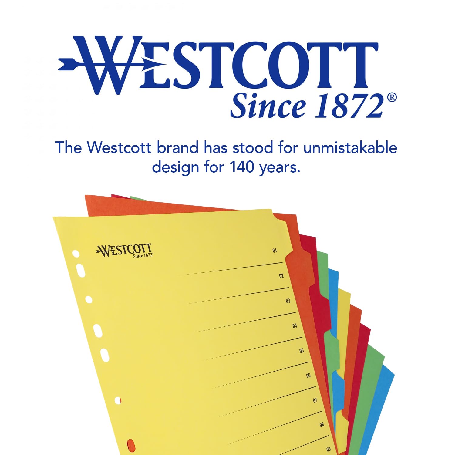 Westcott A4+ Extra-Wide Binder Dividers - 10 Tabs, 5 Colors, Cardboard Material 7