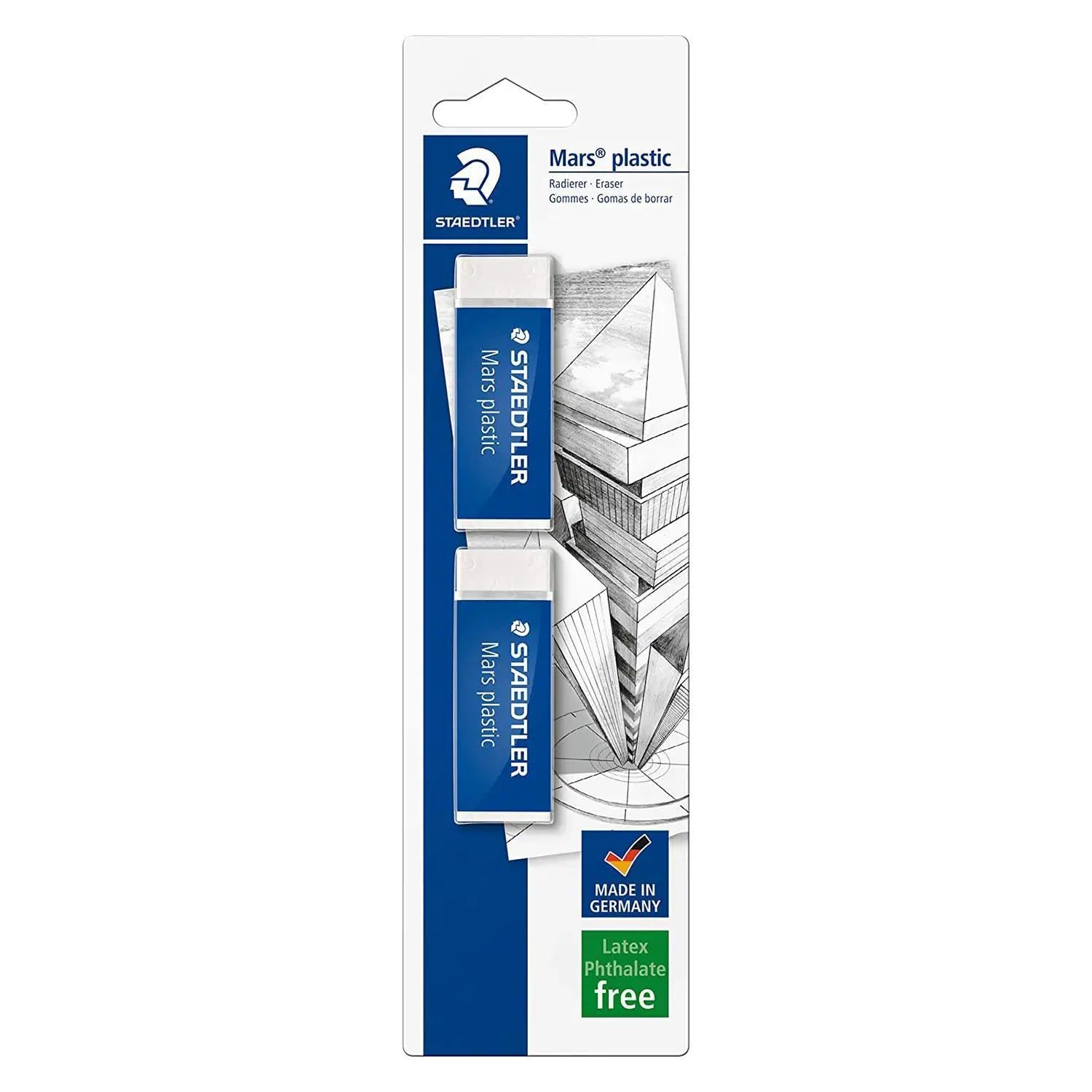STAEDTLER Mars Plastic Eraser - White, Pack of 2 | Minimal Crumbling | Latex & Phthalate Free 1