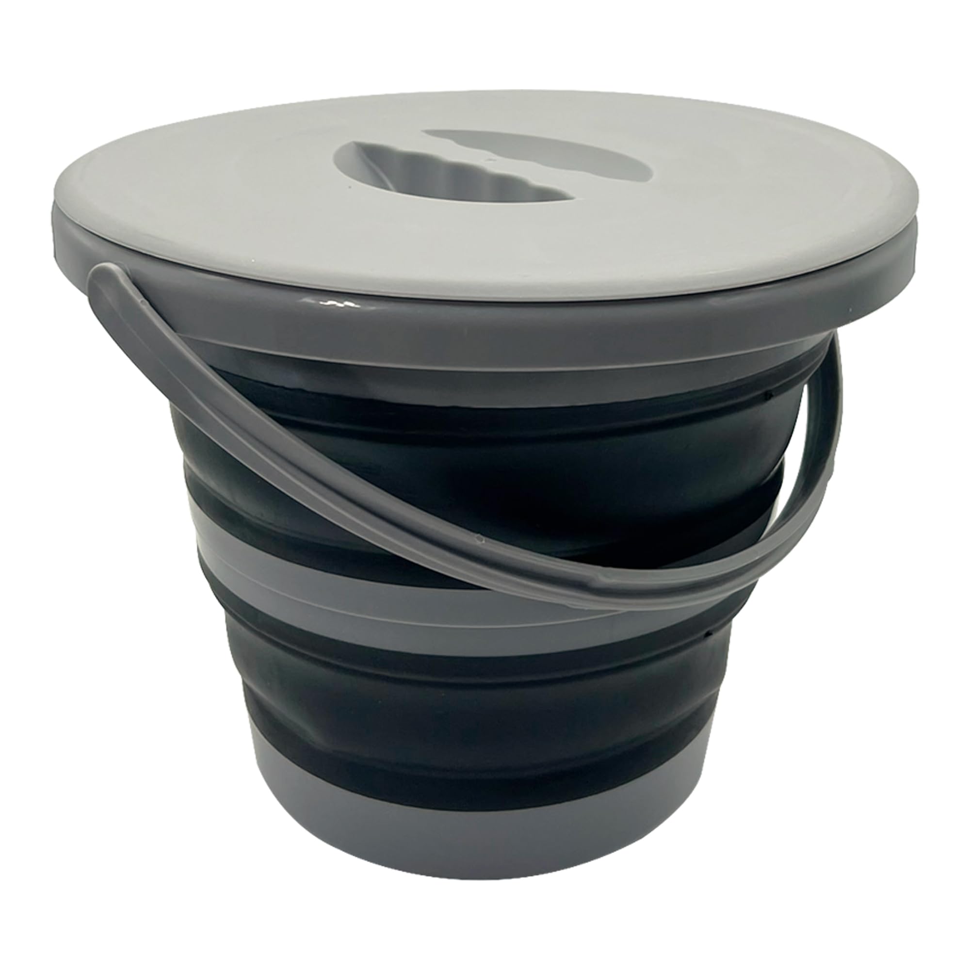 Nordrok Collapsible Bucket with Lid - 5L Capacity | Space Saving | Grey 1