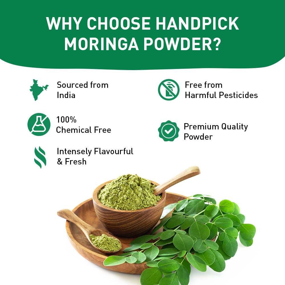 HANDPICK Moringa Powder (500g) - Pure Moringa Oleifera Leaves | Non-GMO, Gluten-Free | Resealable Pouch for Smoothies, Tea & Cooking