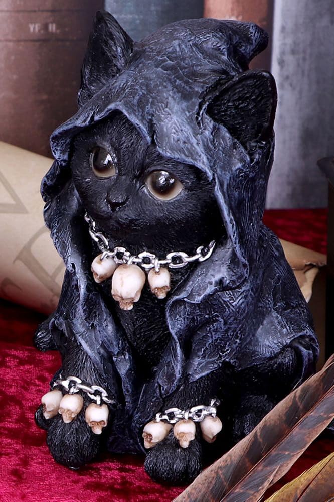 Nemesis Now Grim Reaper Cat Figurine - Black Polyresin, 16cm