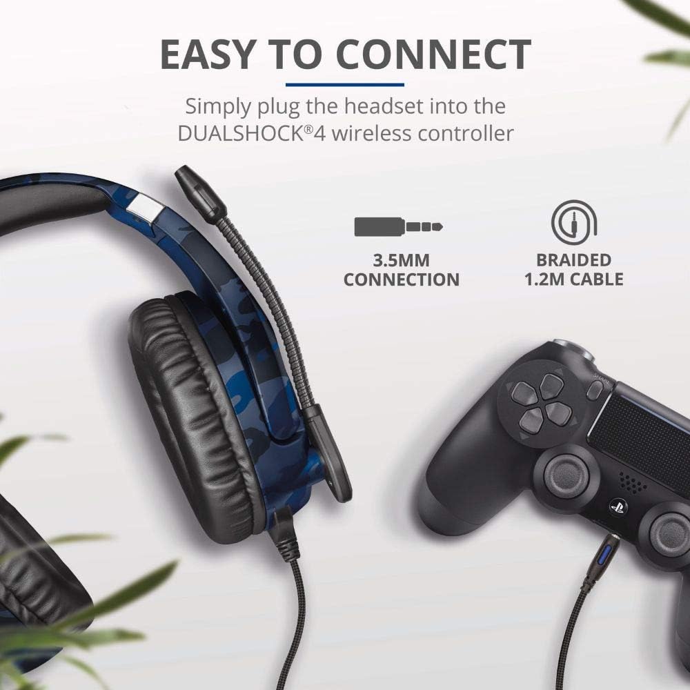 Trust Gaming GXT 488 Forze-B Officially Licensed PS4 PS5 Gaming Headset with 50mm Drivers, Foldable Mic, Blue