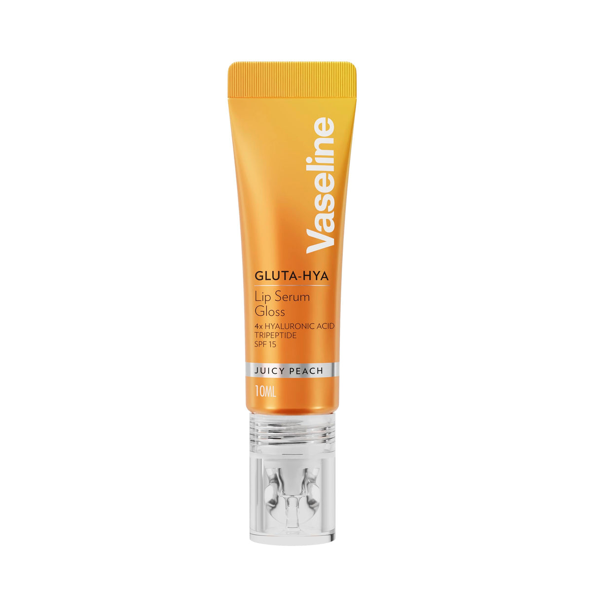Vaseline Gluta-Hya Juicy Peach Lip Gloss - Plumping, Tinting, and Protecting Lip Serum with Hyaluronic Acid & SPF 15 | 10 ml