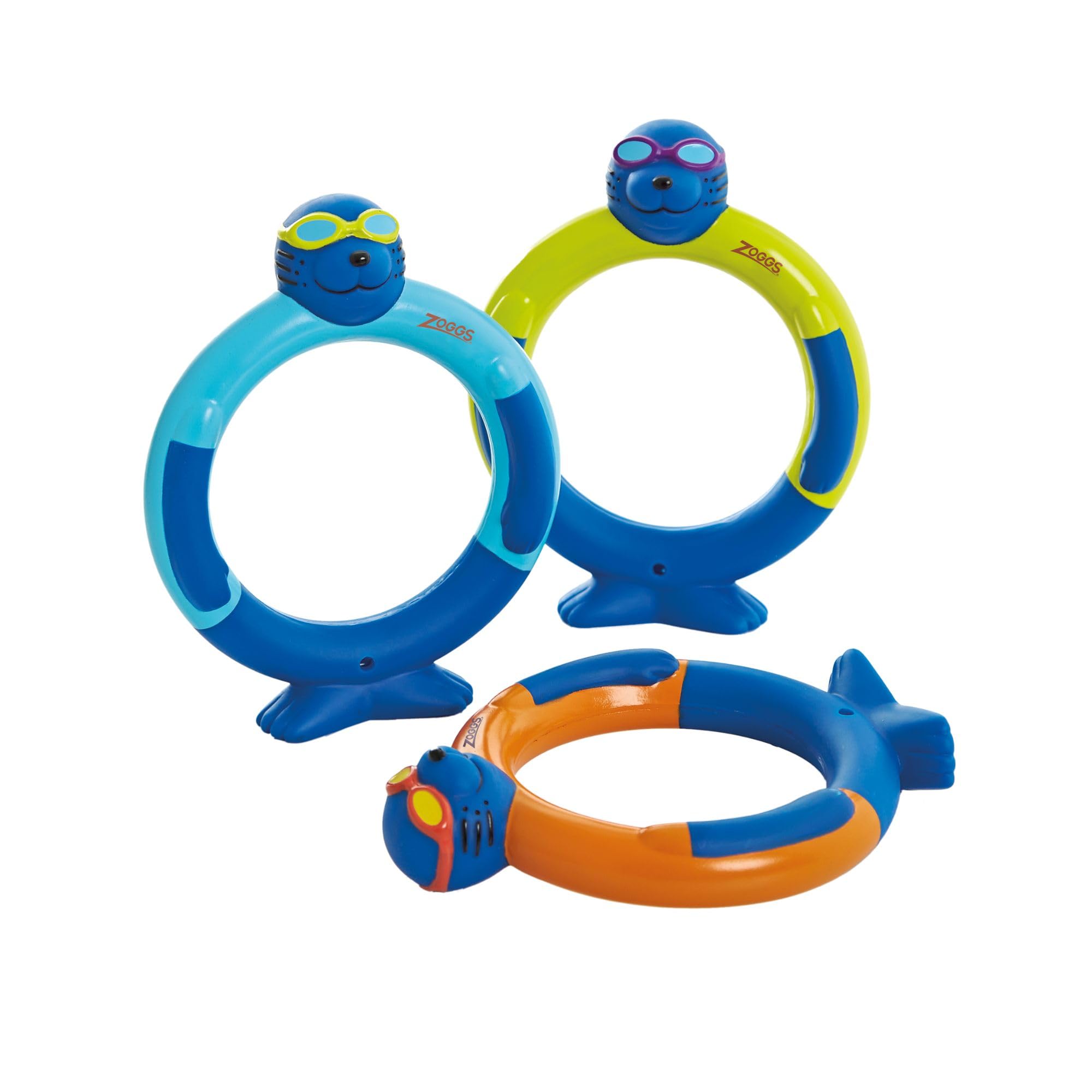 Zoggs Dive Rings - Confidence Building Pool Sinkies for Kids Age 3+ | 3-Pack Blue/Orange/Lime 1