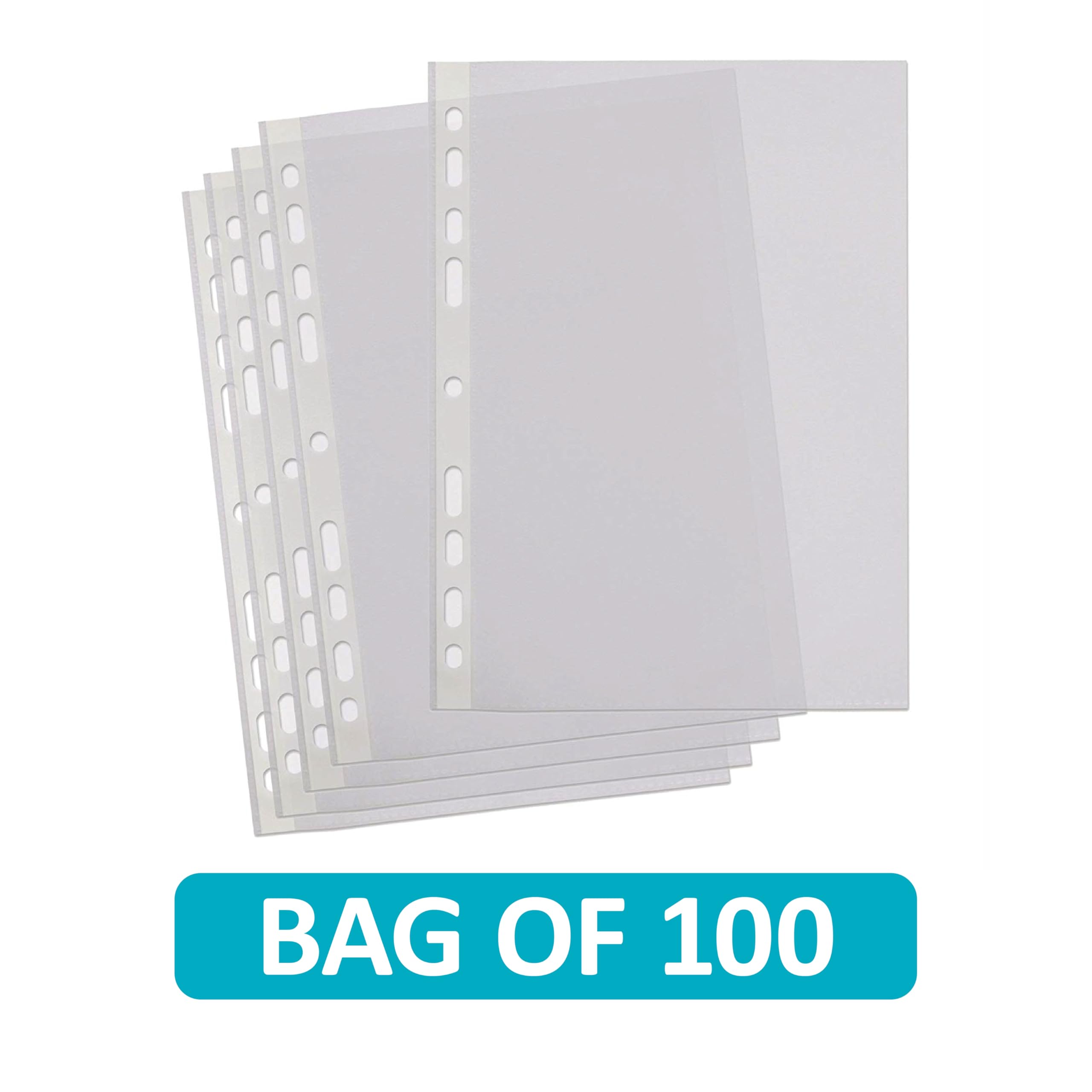 SUMMIT Punched Pockets A4 - Clear Embossed Finish | Universal Multi-Punch | 100 Pack 2