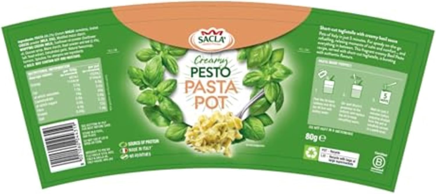 Sacla Italian Instant Pasta Pot - Tagliatelle with Natural Seasonings | Ready in 5 Mins | 80g 2