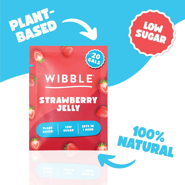 Wibble Natural Crystals 8-Pack Variety Jelly Powder - Plant-Based, Low Sugar, Low Calorie Vegan Jelly, 4 Flavors