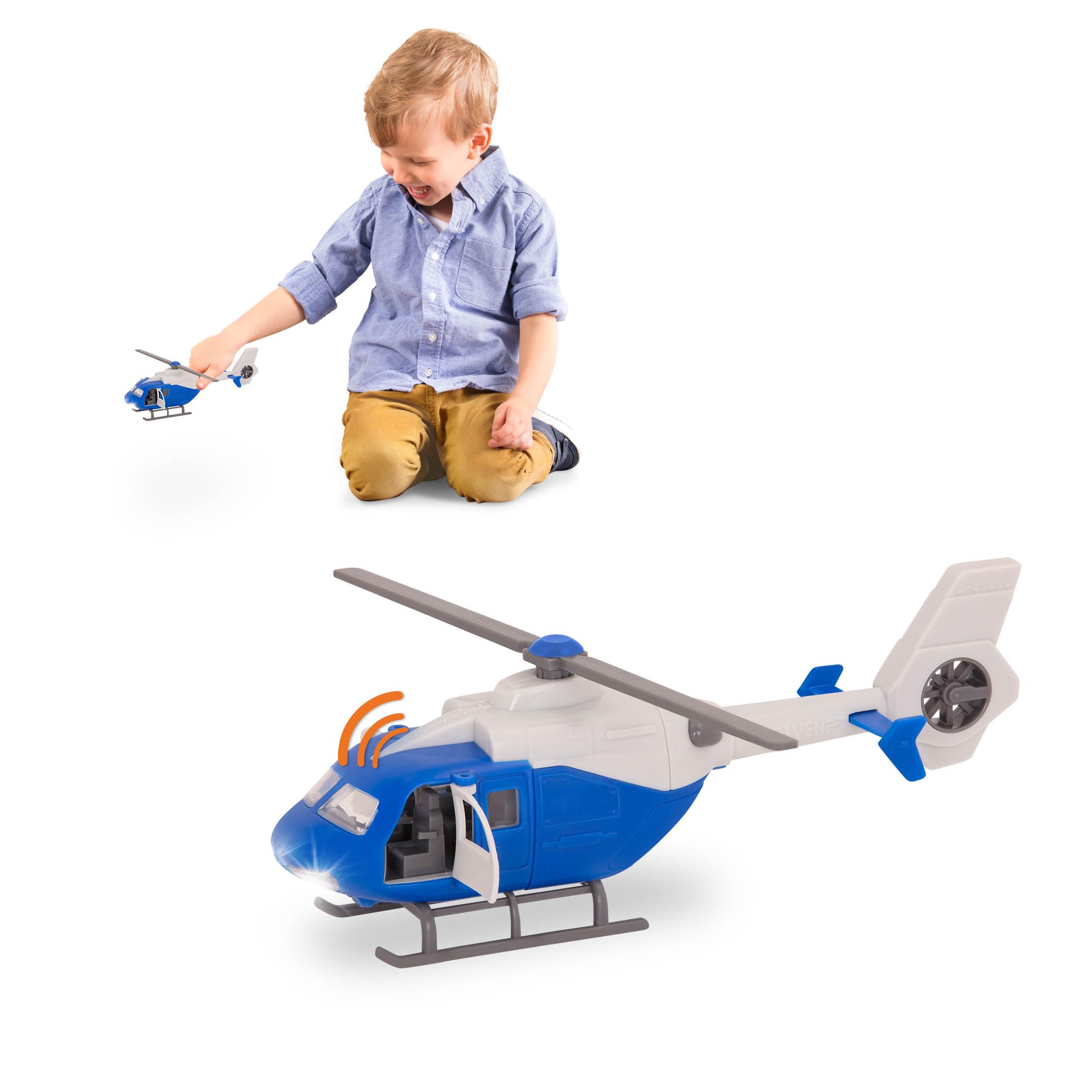 Driven by Battat – 7-Inch Rescue Helicopter Toy with Lights & Sounds, Blue 1