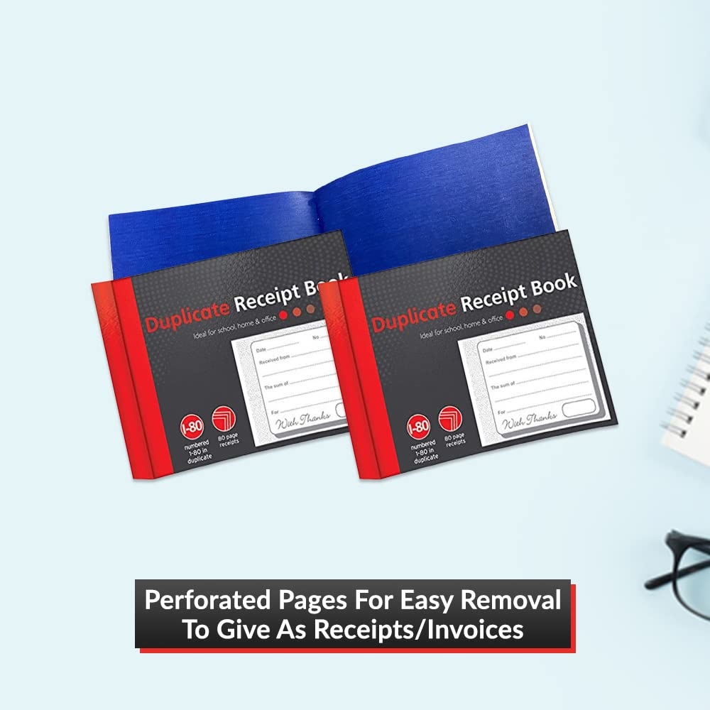 1ABOVE Duplicate Receipt Book - 80 Numbered Duplicate Pages | Half Size (5"x4") | 3 Pack 5