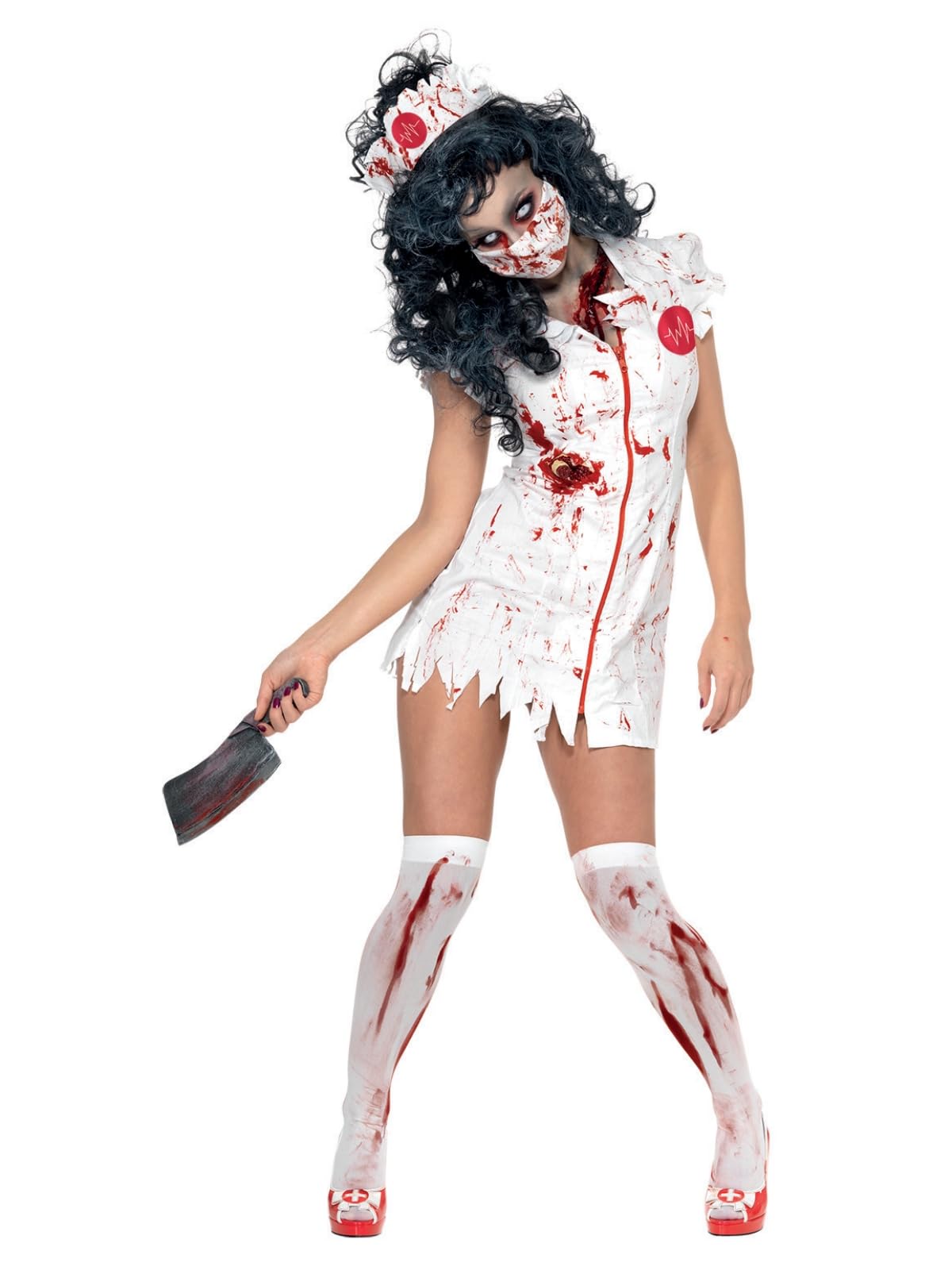 Smiffys Zombie Nurse Costume - Dress, Mask & Headpiece - Large