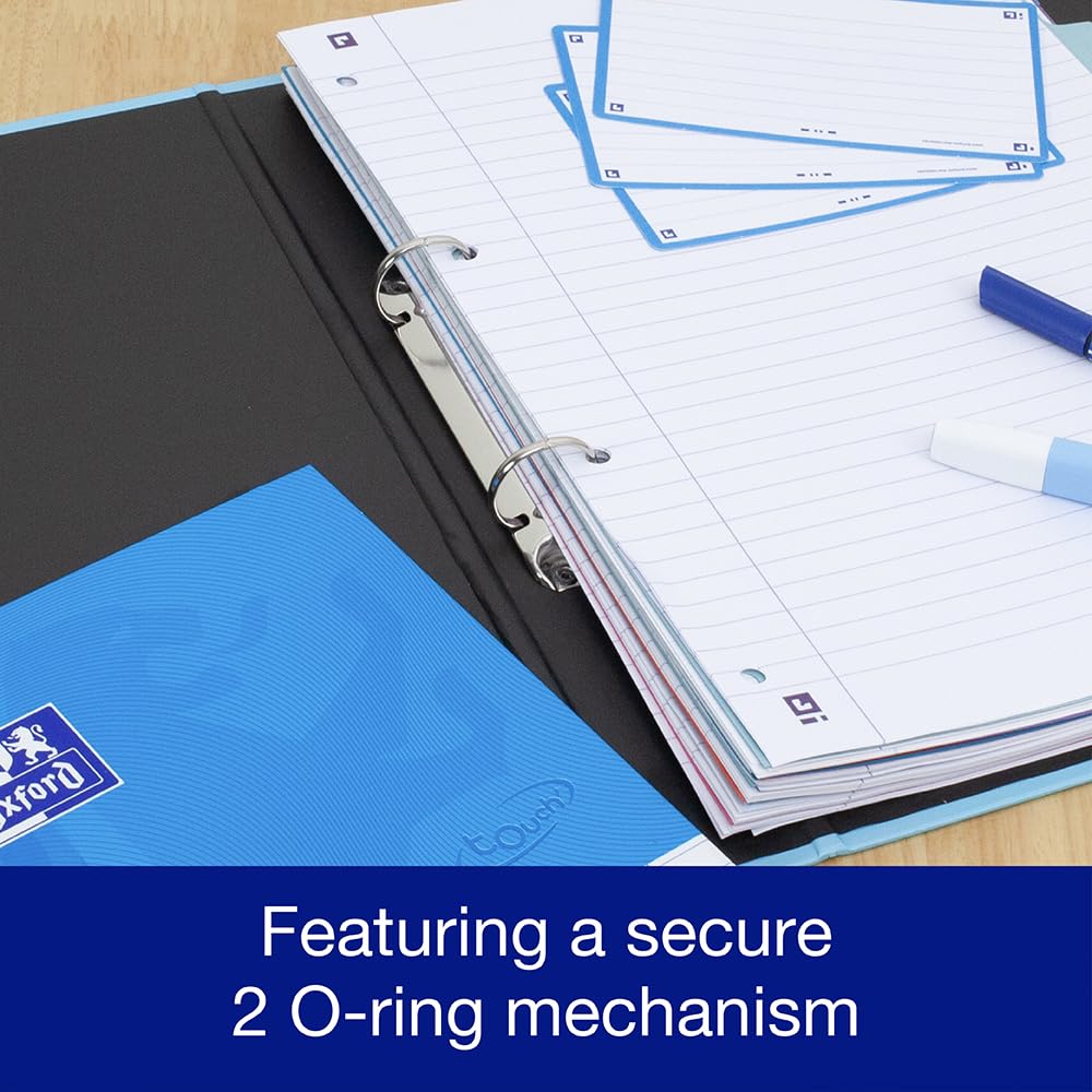 Oxford Premium A4 O-Ring Binder - 40mm Spine, 250 Sheet Capacity, Light Blue (Set of 2) 3