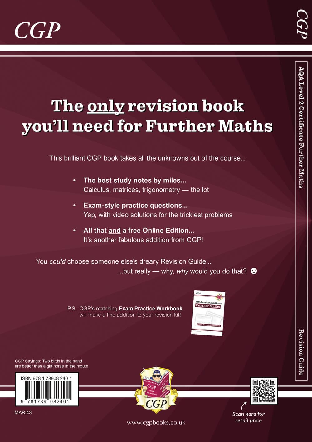 CGP Further Maths Revision Guide - AQA Level 2 Certificate | GCSE Maths 9-1 | Ages 14-16