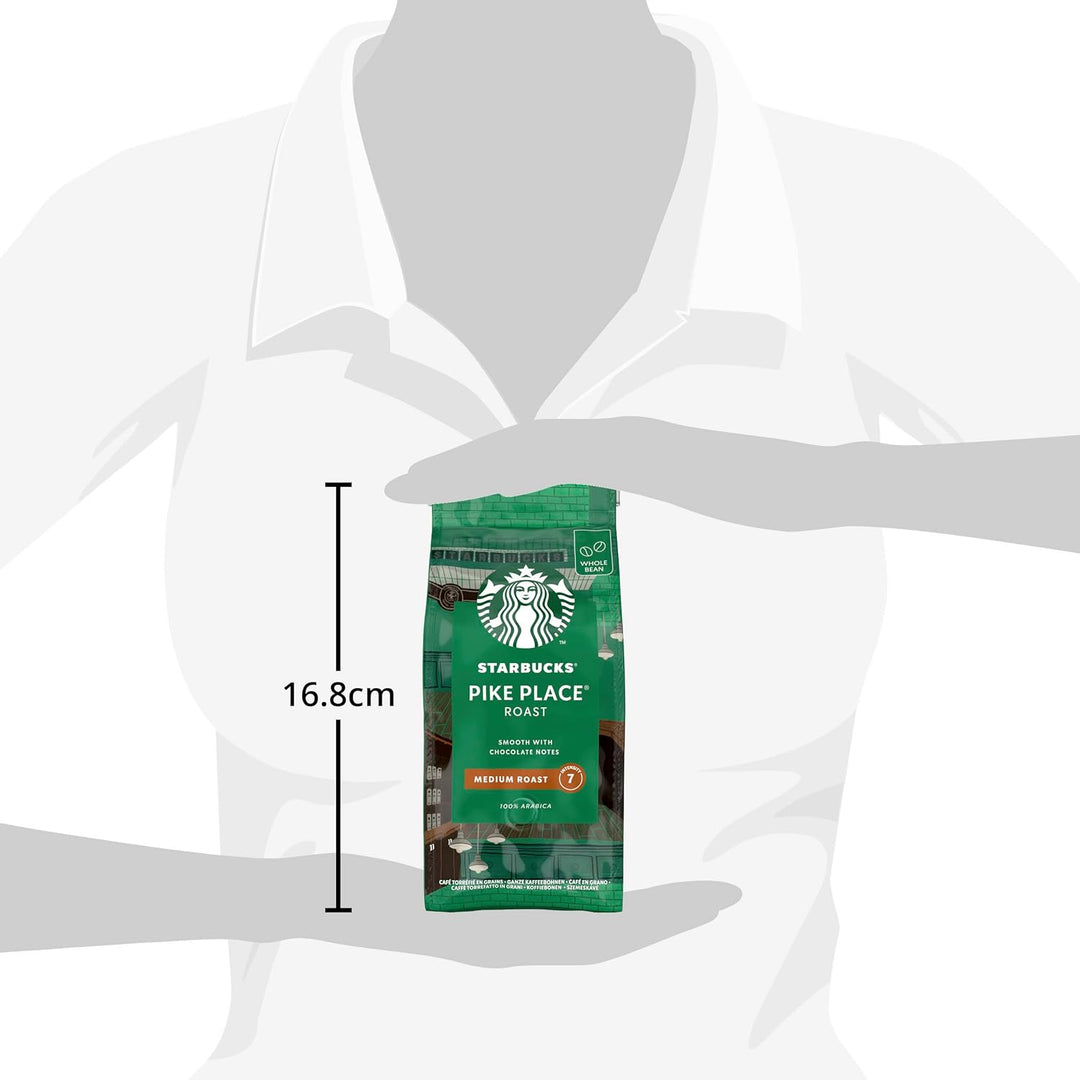 STARBUCKS Pike Place Roast - Medium Roast Whole Bean Coffee 200g (Pack of 6)